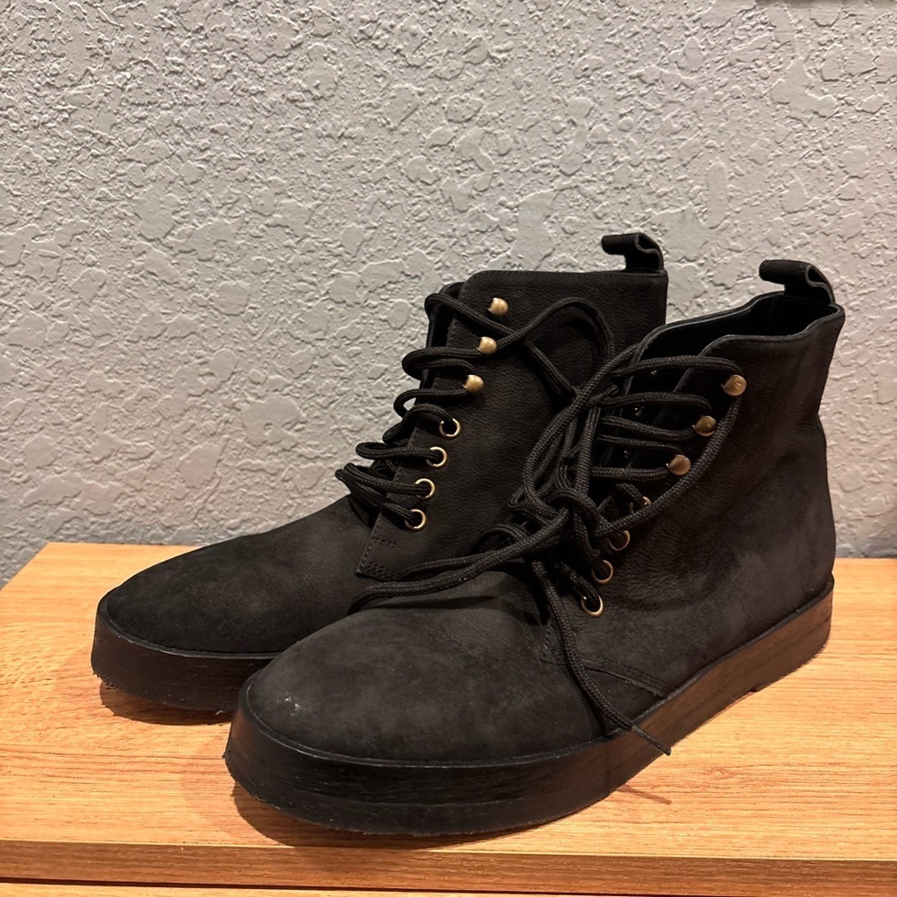 Jenni Kayne Canyon Lace Up Oiled Leather Boots Black Size 10